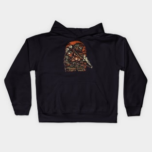 Rebel skull army illustration Kids Hoodie